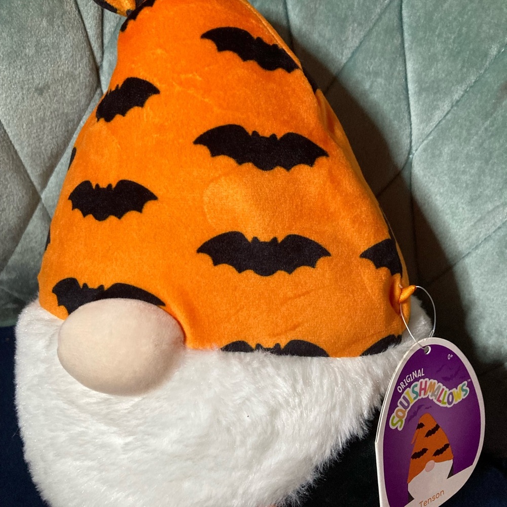 Squishmallows Orange and Black Bat Gnome Plush